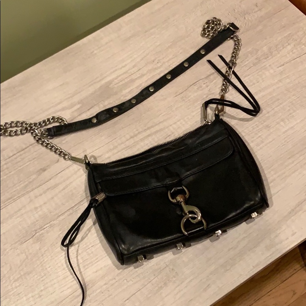 Rebecca Minkoff black and silver crossbody bag